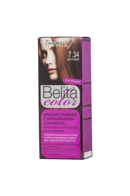 Belita M Permanent hair dye with vitamins 07.34. cappuccino